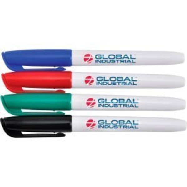 Global Equipment Global Industrial„¢ Dry Erase Markers, Fine Tip, Assorted Colors, 4 Pack 695527-F